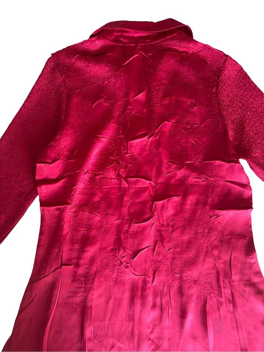 Chico’s Red Polyester Silky Satin 3/4 Sleeve Tunic Blouse Size 0 Size 4 Small - Picture 10 of 12